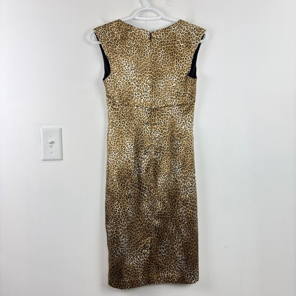 Guess by Marciano Silk Leopard Print Dress Sleeveless V-Neck Bodycon Midi Glam - Picture 9 of 11